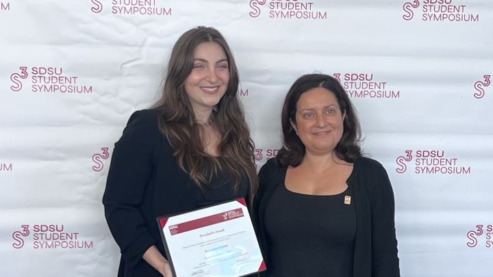 Samantha Sidline and Hala Madanat posing with Presidents Award